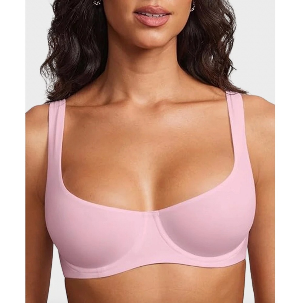 Shecurve Underwire Support Seamless Unlined Balconette Bra Pink Size 36C